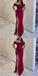 Burgundy Mermaid Off Shoulder Side Slit Cheap Long Bridesmaid Dresses,WG1380