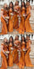 Burnt Orange Mermaid Off Shoulder Inexpensive Long Bridesmaid Dresses,WG1267