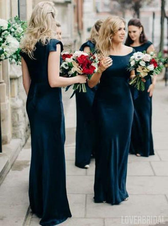Cap Sleeve Mermaid Dark Teal Cheap Bridesmaid Dresses Online, WG266