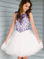 Cap Sleeves Blue Beaded Cheap Short Homecoming Dresses Online, CM658