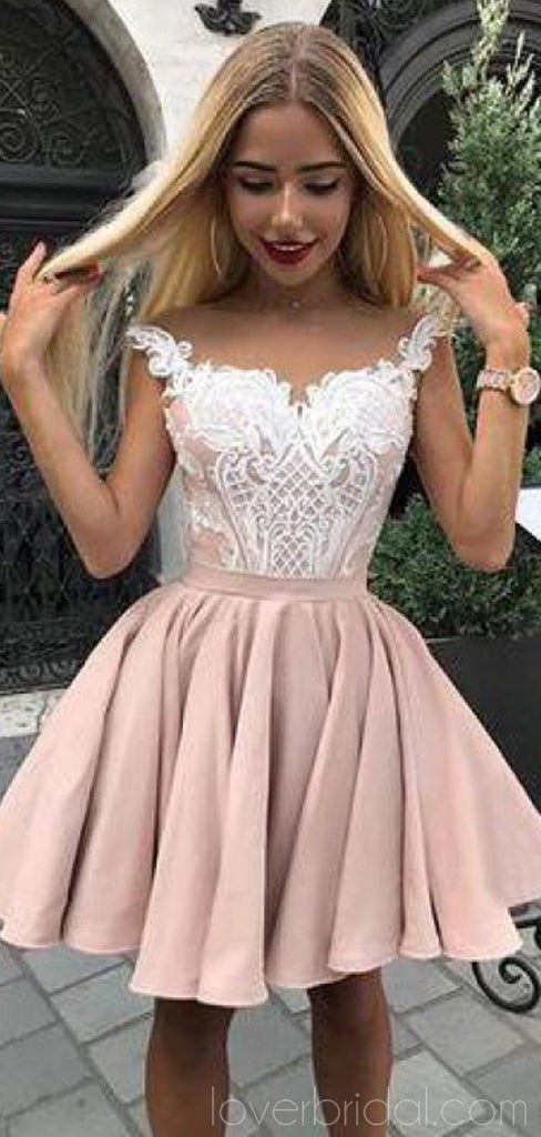 Cap Sleeves Dusty Pink Cheap Homecoming Dresses Online, Cheap Short Prom Dresses, CM751