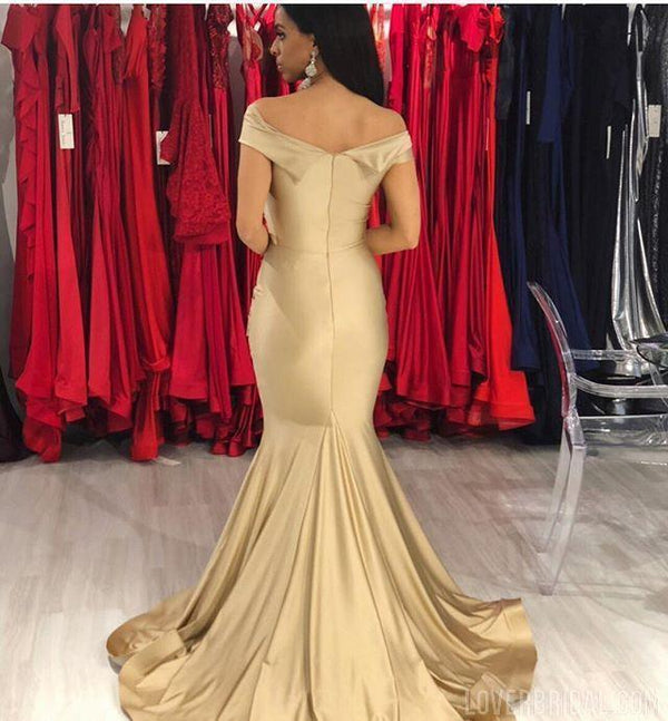 Champagne Gold Off Shoulder Mermaid Sexy Cheap Bridesmaid Dresses Onli ...