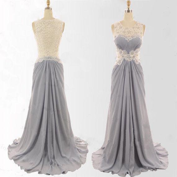 Charming Gray Ivory Formal Maxi Cheap Sleeveless Elegant Long Prom Dresses, WG222