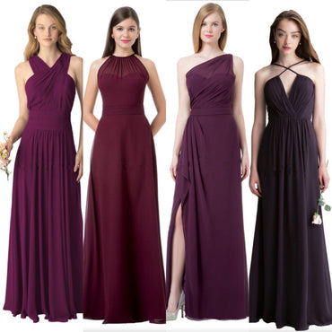 Cheap Chiffon Mismatched Custom Long Bridesmaid Dresses, Affordable Unique Custom Long Bridesmaid Dresses, Affordable Bridesmaid Gowns, BD113