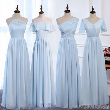 Cheap Pale Blue Floor Length Mismatched Chiffon Bridesmaid Dresses Online, WG538