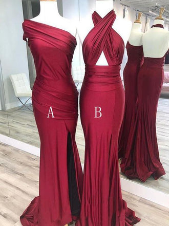 Cheap Red Mismatched Cheap Custom Long Bridesmaid Dresses, WG238