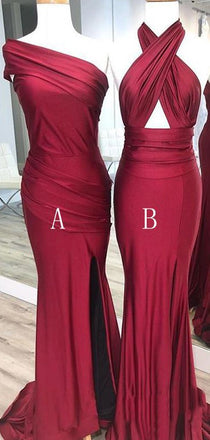Cheap Red Mismatched Cheap Custom Long Bridesmaid Dresses, WG238