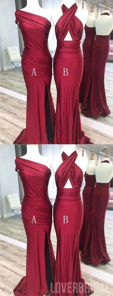 Cheap Red Mismatched Cheap Custom Long Bridesmaid Dresses, WG238