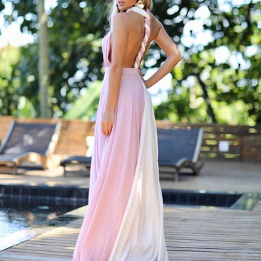 Chiffon A-line Halter Sleeveless Long Bridesmaid Dresses Online, WG802