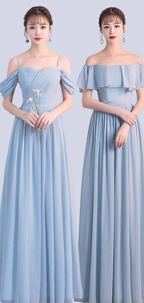 Chiffon Blue Mismatched Cheap Bridesmaid Dresses Online, WG758