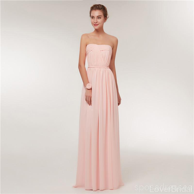 Chiffon Blush Pink Floor Length Mismatched Simple Cheap Bridesmaid Dresses Online, WG520