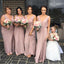 Chiffon Straps Dusty Pink Long Cheap Bridesmaid Dresses Online, WG207