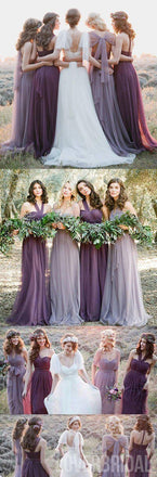 Convertiable Mismatched Tulle Long Wedding Party Dresses Cheap Charming Bridesmaid Dresses, WG34