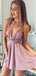 Cross Back Casual Dust Pink Short Homecoming Dresses Online, Cheap Short Prom Dresses, CM837