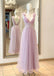 Cute Pink A-line V-neck Cheap Maxi Long Prom Dresses Online,13043