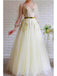 Cute Yellow A-line Long Sleeves V-neck Cheap Prom Dresses Online,12517