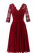 Dark Red Long Sleeve Lace Short Bridesmaid Dresses, Cheap Custom Short Bridesmaid Dresses, Affordable Bridesmaid Gowns, BD024