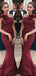 Dark Red One Shoulder Sexy Mermaid Long Bridesmaid Dresses Gown Online,WG911
