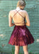 Dark Red Sequin Short Homecoming Dresses Online, Cheap Short Prom Dresses, CM844