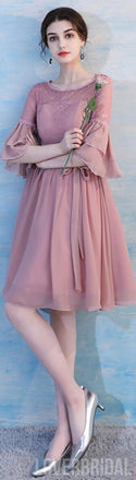 Dusty Pink Chiffon Mismatched Simple Short Bridesmaid Dresses Online, WG514