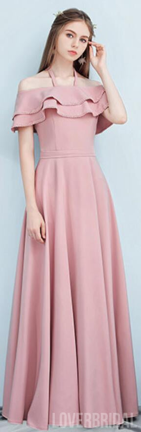 Dusty Pink Floor Length Mismatched Simple Cheap Bridesmaid Dresses Online, WG517