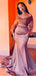 Dusty Rose Mermaid Off Shoulder Long Sleeves Cheap Bridesmaid Dresses,WG1384