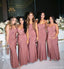 Dusty Rose Mermaid Spaghetti Straps Long Bridesmaid Dresses Online,WG1070
