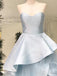 Elegant Blue A-line Strapless Maxi Long Party Prom Dresses Online,13086