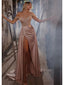 Elegant Sheath High Slit Off Shoulder Maxi Long Prom Dresses,13008