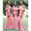 Elegant Pink Mermaid Off Shoulder Cheap Long Bridesmaid Dresses,WG1230