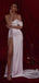 Elegant White Sheath One Shoulder High Slit Maxi Long Prom Dresses,13006