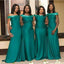 Emerald Green Mermaid Off Shoulder Cheap Long Bridesmaid Dresses,WG1226