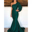 Emerald Green Mermaid One Shoulder Long Sleeves Cheap Bridesmaid Dresses,WG1285