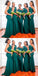 Emerald Green Mermaid One Shoulder Spaghetti Straps Long Bridesmaid Dresses Online,WG999