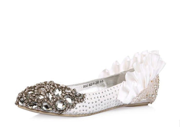 Delicate Crystal Flat Pointed Toe Rhinestone Wedding Bridal Shoes, S005