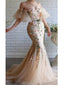 Floral Mermaid Off Shoulder Cheap Long Prom Dresses Online,Dance Dresses,12408