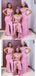 Floral Mermaid Pink Off Shoulder Cheap Long Bridesmaid Dresses,WG1482
