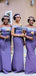 Floral Mermaid Purple Off the Shoulder Lace Applique Long Bridesmaid Dress Styles, WG891