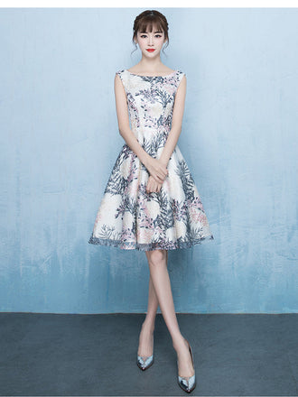 Floral Straps Short Homecoming Dresses,Cheap Short Prom Dresses,CM931