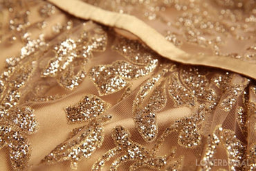Gold Sequin Lace See Through Cheap Long Evening Prom Dresses, Cheap Custom Sweet 16 Dresses, 18528