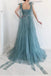 Gorgeous A-line High Slit V-neck Long Prom Dresses Online,Evening Party Dresses,12514