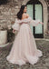 Gorgeous Pink A-line High Slit Cheap Maxi Long Prom Dresses,13067