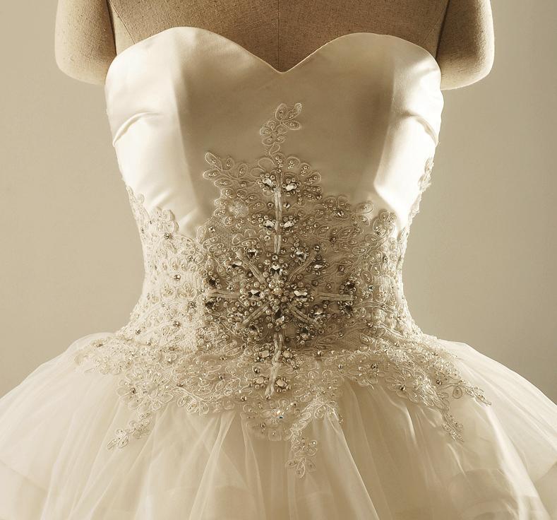 Grand Sweetheart Lace Hem Skirt Long Wedding Dresses, Custom Made Wedding Dresses, Affordable Wedding Bridal Gowns, WD229