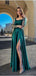 Green A-line High Slit Long Sleeves Maxi Long Prom Dresses,Evening Dresses,12918