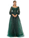 Green A-line Jewel Long Sleeves Prom Dresses Online, Evening Party Dresses,12589