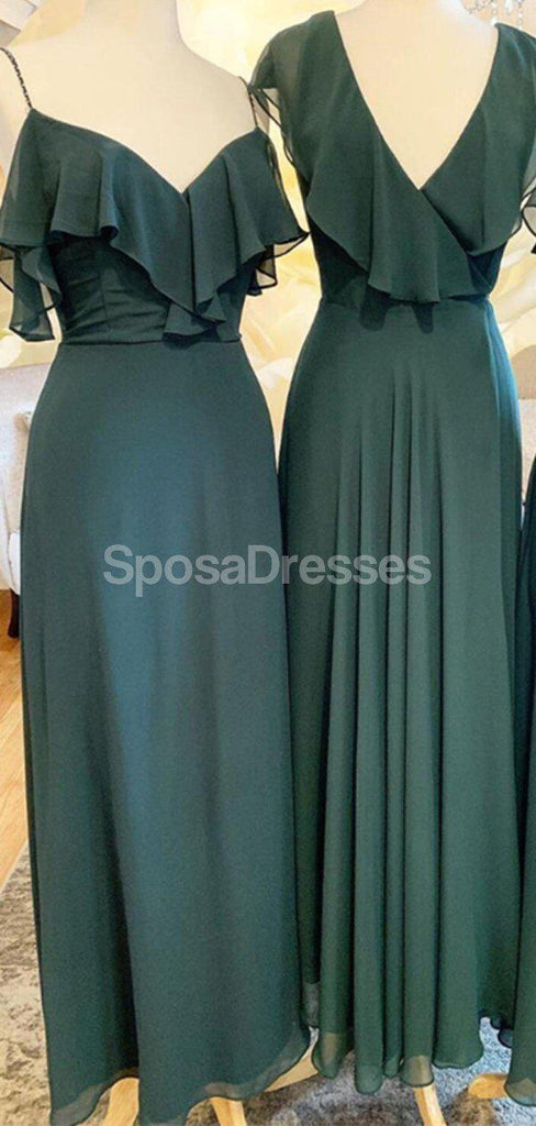 Green Chiffon Long Bridesmaid Dresses Online, Cheap Bridesmaids Dresses, WG691