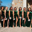 Green Mermaid High Slit V-neck Cheap Long Bridesmaid Dresses Online,WG971