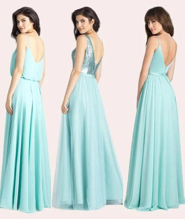 Green Mismatched Long Bridesmaid Dresses Online, Cheap Bridesmaids Dresses, WG749