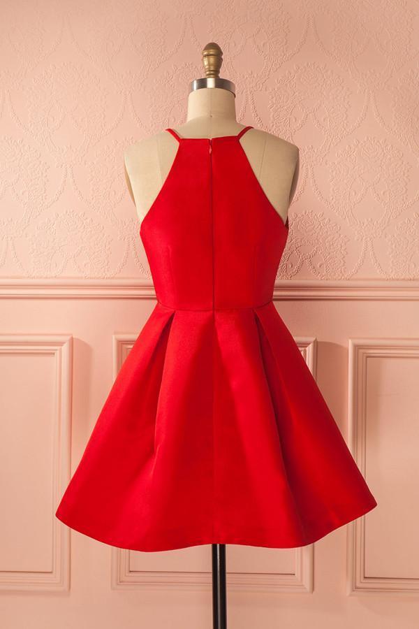 homecoming dresses under $100 Halter Bright Red Short Homecoming Dresses Under 100, CM386 – LoverBridal