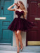 Halter Burgundy Gold Lace Applique Short Homecoming Dresses Online, CM638